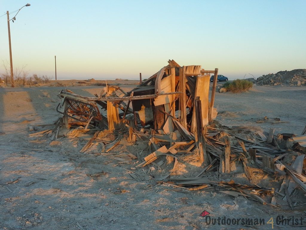 ruined trailer or mobile home