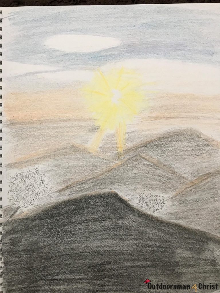 drawing of a sunset - art